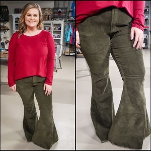 Olive Corduroy Flares